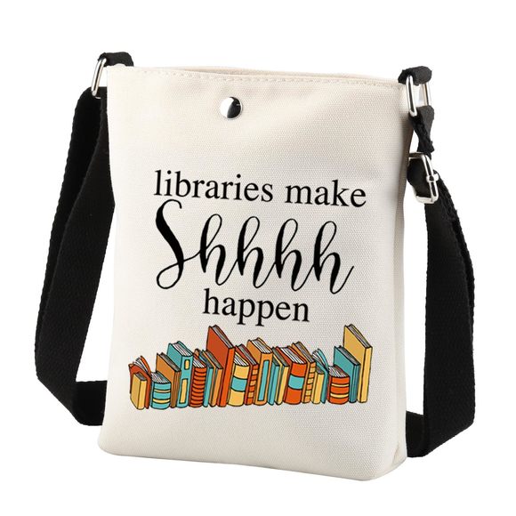 Libraries Make Shhh Haen Funny Reading Book Lover Gifts Travel Bag Reading :) - Picture 1 of 7
